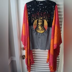 Upcycled AC/DC Graphic Tshirt Poncho